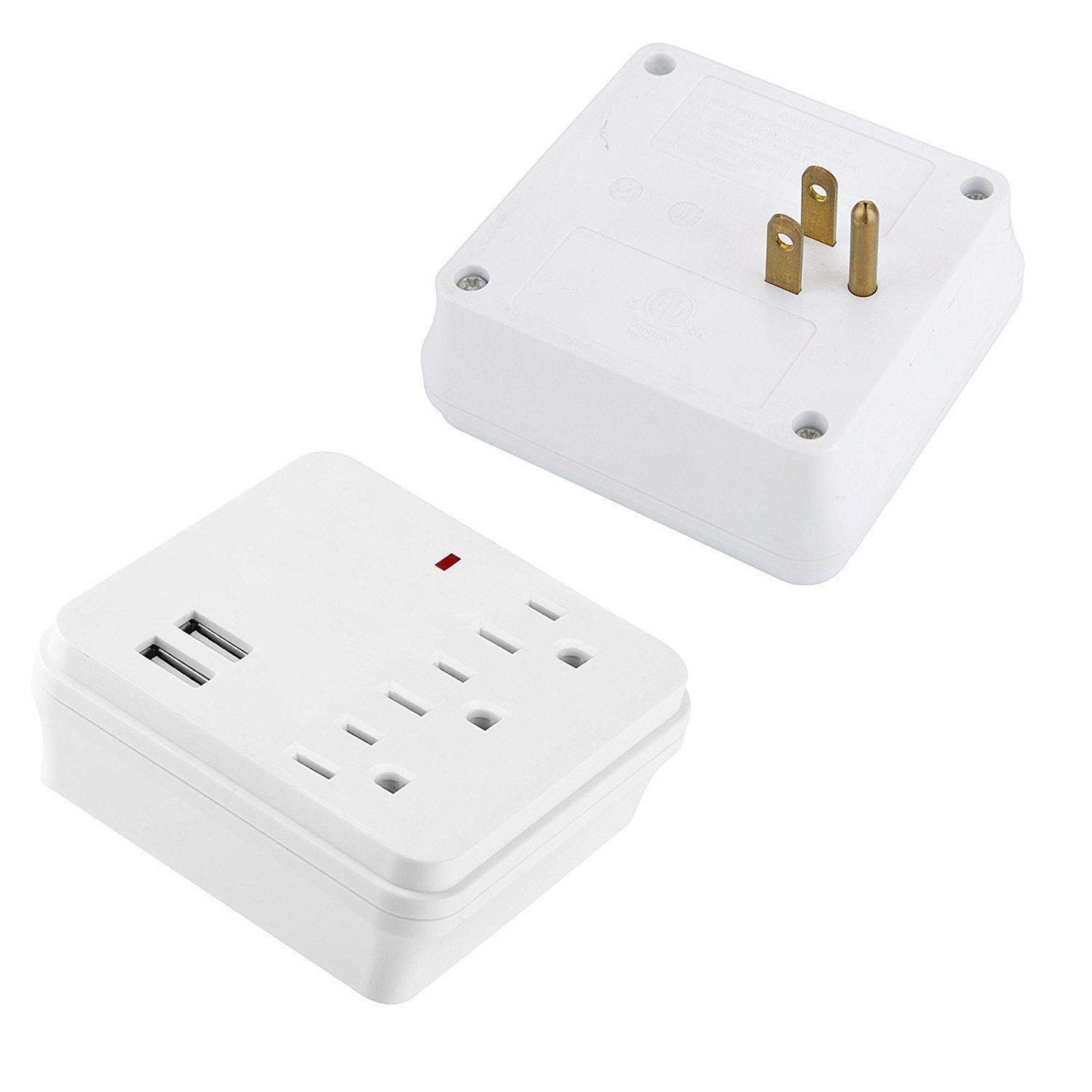 Seven Star 3 Outlets Wall Tap Surge Protector with 2 USB Ports - 300 Joules of Surge Protection AC Power Plug