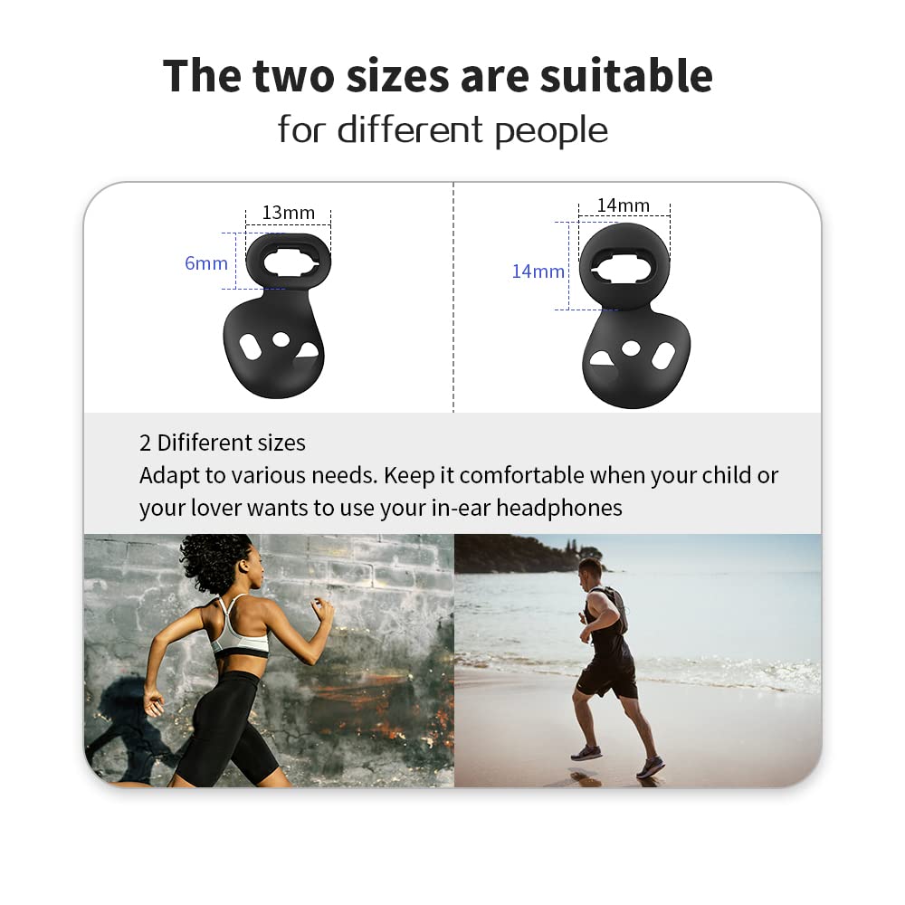 [8 Pairs] Galaxy Buds Live Ear Tips - Anti-Slip Silicone Cover Compatible With Samsung Galaxy Buds Live Earbuds Accessories Wing Replacement (Black)