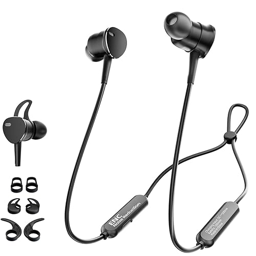 Neckband Headphones Deep Bass with Call Noise Canceling Microphone,Wireless Earbuds Magnetic Neckband Bluetooth Earphones In-Ear Noise Isolation Rich