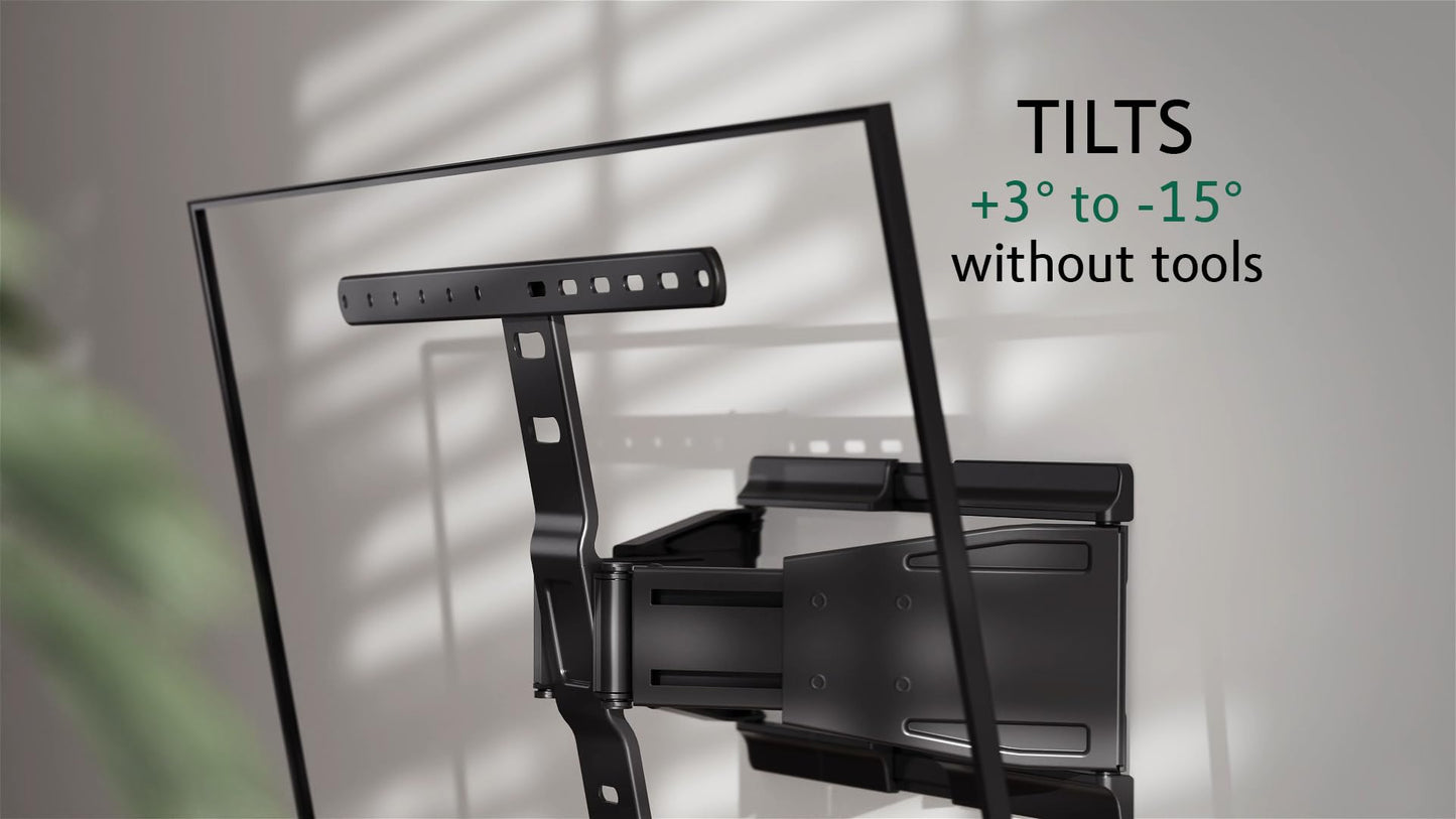 ynVISION.DESIGN Ultra Slim Full Motion Articulating TV Wall Mount 43"-90" TVs | Retracts to .77" | Compatible with Samsung Frame LG and Sony | Swivels