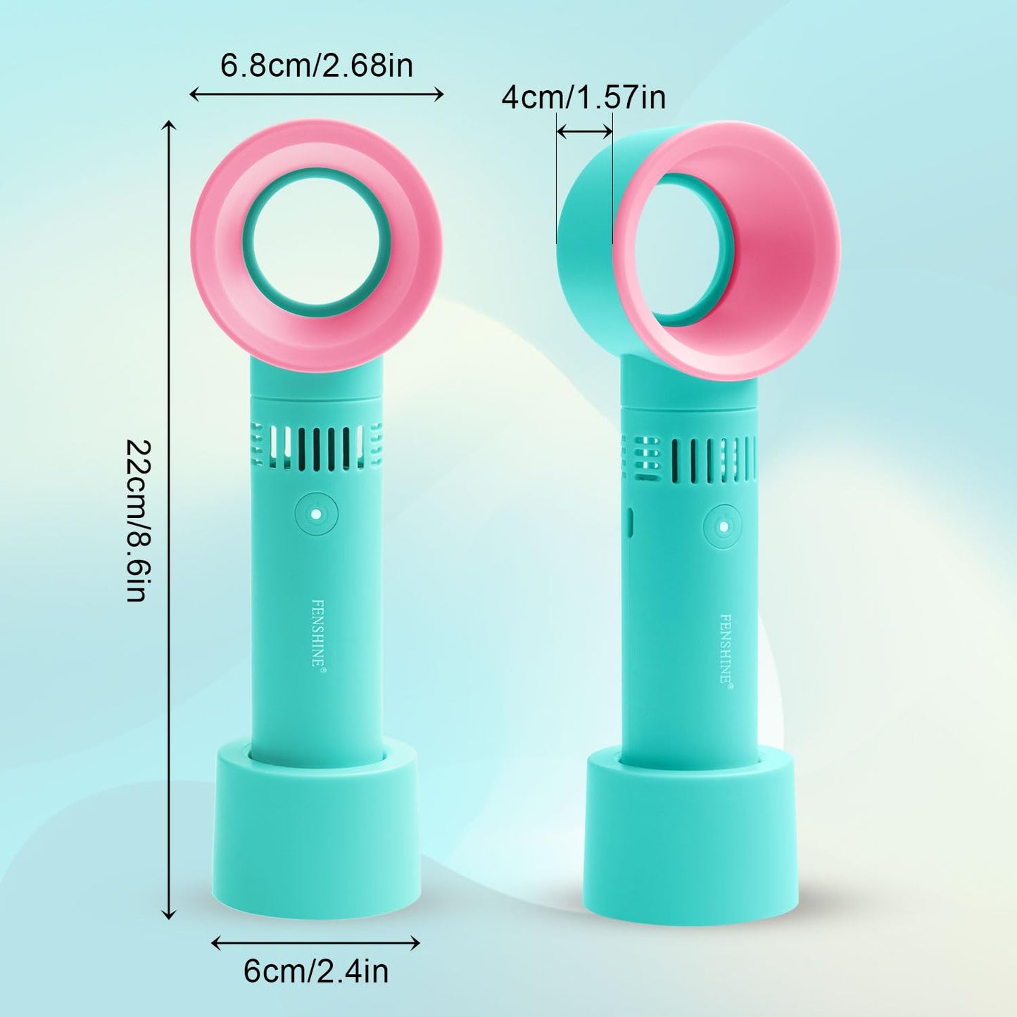 fenshine Portable USB Rechargeable Mini Fan Eyelash Fan Dryer Bladeless Handheld for Eyelash Extension, Air Conditioning Blower for Essential Eyelash