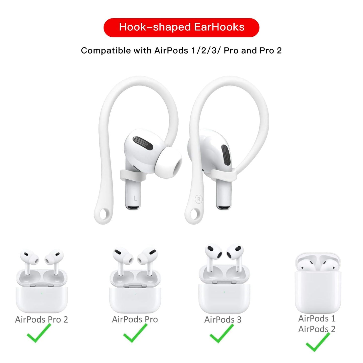 SJHJYYDDP Magnetic Anti-Lost Shoulder Strap for AirPods, Neck Cord for Headphones, Silicone Ear Hooks & Ear Caps, Compatible with AirPods 1st/2nd/3rd