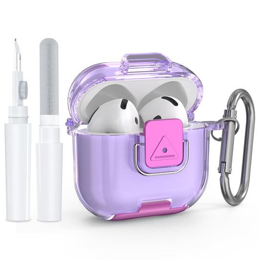 Wacanc for AirPods 4th Gen Case with Cleaning Kit&Phone Stand,Secure Lock TPU Protective Cover Compatible with AirPods 4 (2024),Full Protection