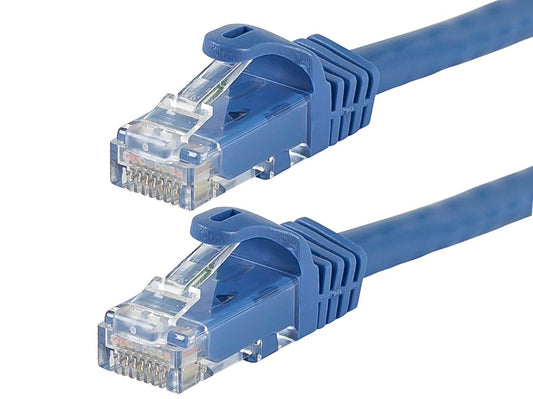 Monoprice Cat6 Ethernet Patch Cable - Snagless RJ45, 24AWG Stranded Pure Bare Copper Wire, 550Mhz, UTP, 50 Feet, Blue - Flexboot Series