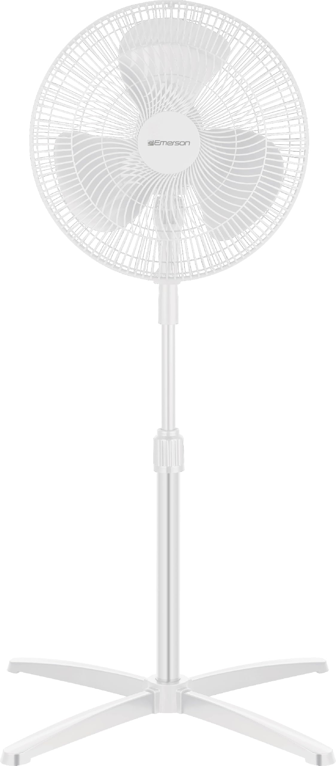 Emerson 16-inch Oscillating Pedestal Fan with Precision 3-Speed Wind Control and Adjustable Tilt and Height, White