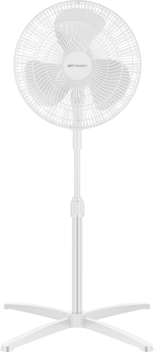 Emerson 16-inch Oscillating Pedestal Fan with Precision 3-Speed Wind Control and Adjustable Tilt and Height, White