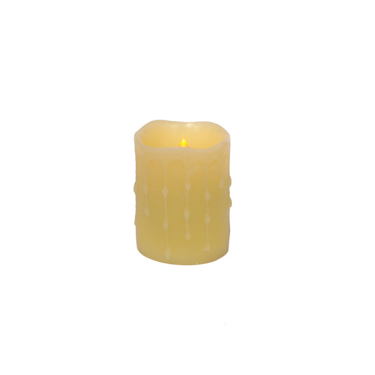 Melrose International LED Wax Dripping Pillar 3 by 4-Inch Candle