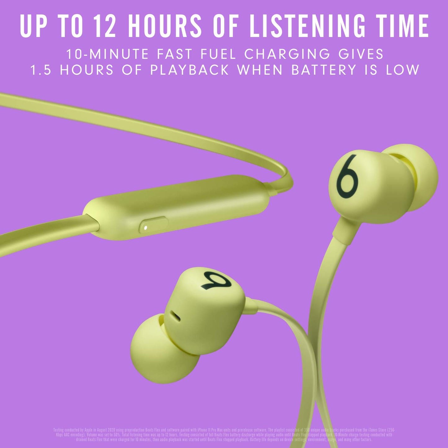 Beats Flex Wireless Earbuds - Apple W1 Headphone Chip, Magnetic Earphones, Class 1 Bluetooth, 12 Hours of Listening Time, Built-in Microphone - Yuzu