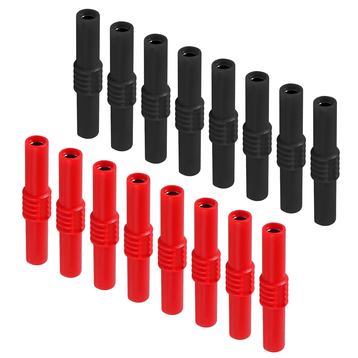 UMLIFE 16Pcs Insulated 4mm Banana Plug Coupler Female to Female Banana Socket Jack Connectors for 4mm Banana Plug Extension Adapters (8Pcs Red + 8Pcs