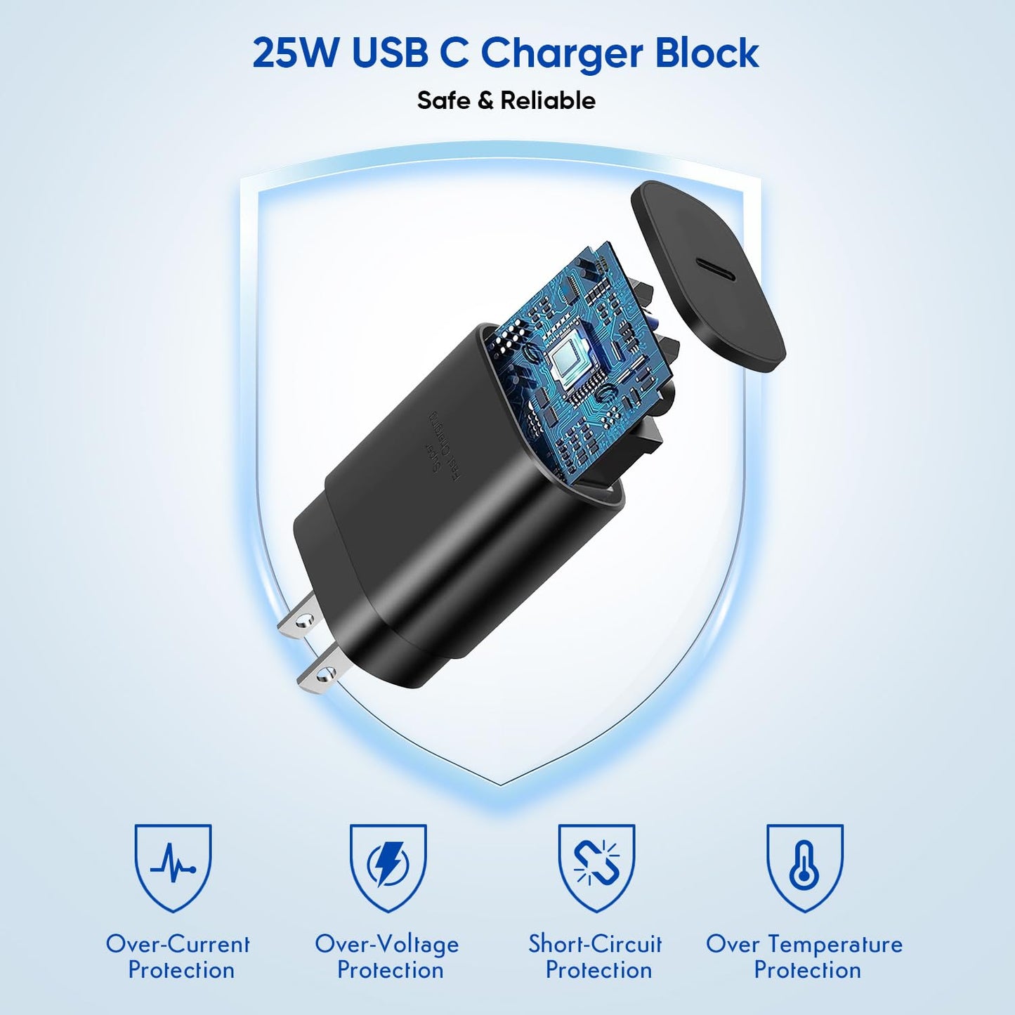 10FT Samsung Fast Charging Type C,2Pack 25W 10Foot Long Android Type C Phone Charger Block USBC to USBC Cable Fast Charging for Samsung Galaxy S25…