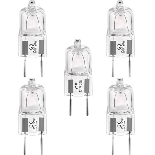 ChShFirLOV G8 Bulb,120V 20W Halogen Light Bulbs 2 Pin,G8 Light Bulbs Replacement for Under Cabinet Puck Lights, Kitchen Hood, Landscape Lights, Desk