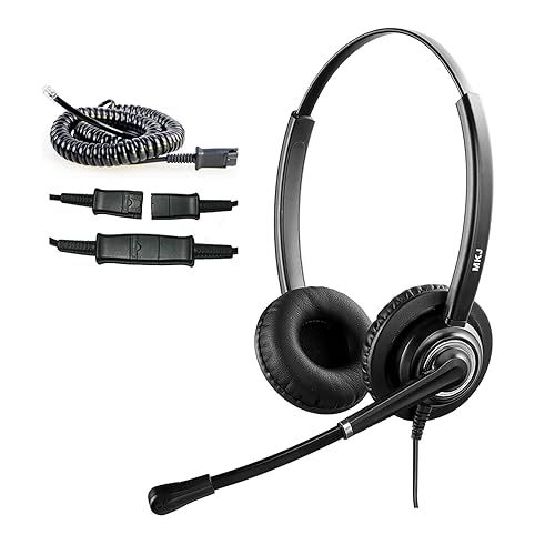 MKJ Telephone Headset with Microphone Noise Canceling Corded RJ9 Dual Ear Cisco Headset for Cisco Landline Phone CP-7821 CP-7841 7931G 7940 7942G
