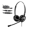 MKJ Telephone Headset with Microphone Noise Canceling Corded RJ9 Dual Ear Cisco Headset for Cisco Landline Phone CP-7821 CP-7841 7931G 7940 7942G