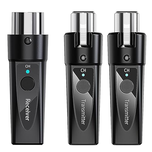 LANLison Wireless XLR Microphone System - 1 Transmitter & 2 Receivers - Dual-Output Wireless Mic Kit for Dynamic & Condenser Mics (Phantom Under 24 V)