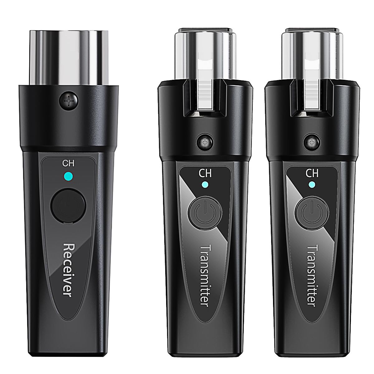 LANLison Wireless XLR Microphone System - 1 Transmitter & 2 Receivers - Dual-Output Wireless Mic Kit for Dynamic & Condenser Mics (Phantom Under 24 V)