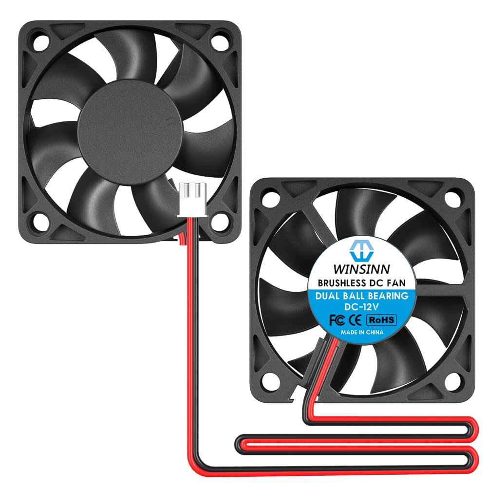 WINSINN DC 50mm Fan 12V 5010 Dual Ball Bearing Brushless Cooling Turbine Turbo 50mmx10mm 2PIN (Pack of 2Pcs)