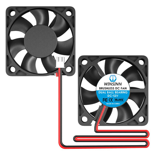 WINSINN DC 50mm Fan 12V 5010 Dual Ball Bearing Brushless Cooling Turbine Turbo 50mmx10mm 2PIN (Pack of 2Pcs)