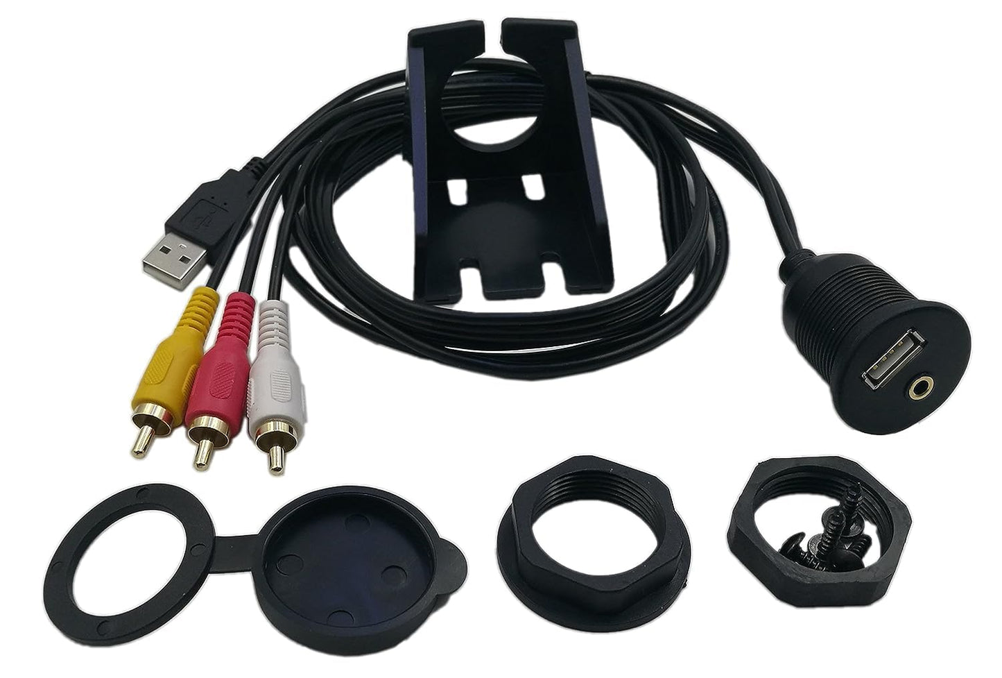 zdyCGTime 3.5mm & USB Flush Mount Cable - 1M, RCA Extension, Dash, Panel, Car, Boat, Motorcycle