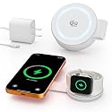 2 in 1 Magnetic Wireless Charger, Qi2 25W Fast Charging Travel Station Pad Compatible with MagSafe for iPhone Air/17/16/15/14/13/12, 5W for Apple