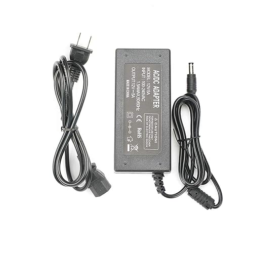 12V 5A Power Supply Adapter, AC100-240V to DC12V Converter Transformer with 5.5x2.5mm DC Output Jack for LED Strip Light,Wireless Router,ADSL…