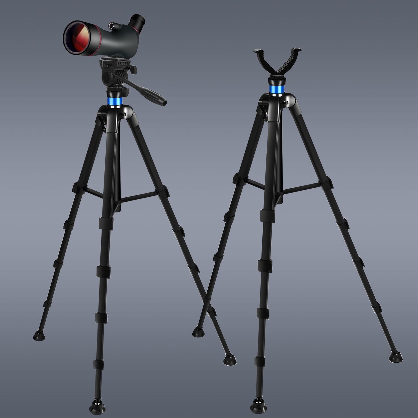 72.4 inch Spotting Scope and Binoculars Heavy Duty Tripod, Shooting Hunting Rest V Yoke Stand with Binoculars Adapter, Compatible