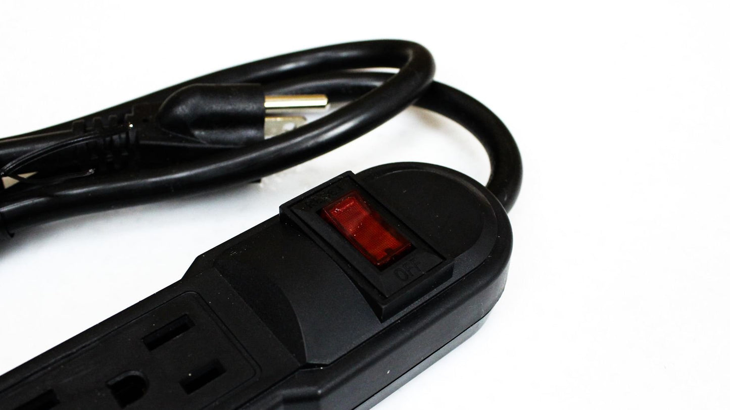 Pro Co Power 3ft 6 Outlet Strip Surge Protector, 15A 90J Black
