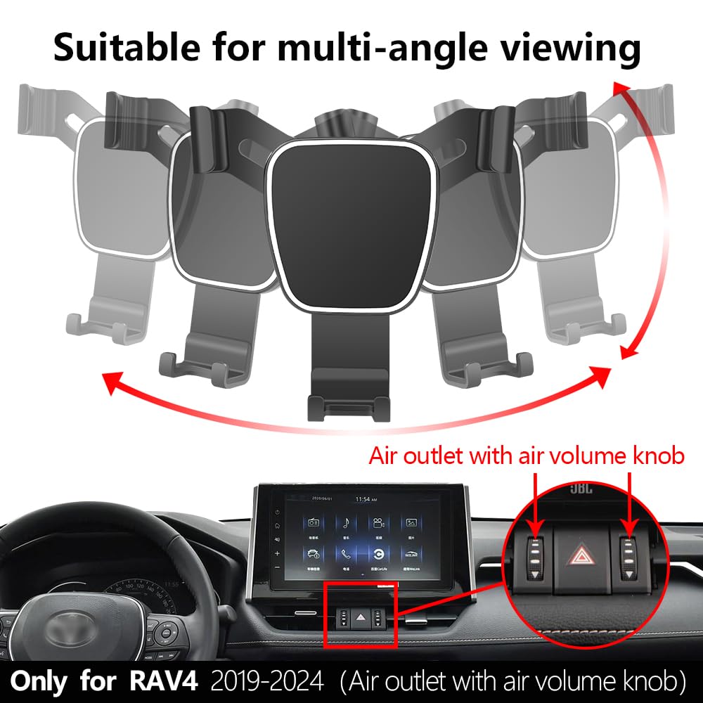 musttrue Car Phone Holder for Toyota RAV4 2019-2025,Hybrid XSE Limited,Prime XSE 2021-2025 Auto Accessories Navigation Bracket Interior Mobile Cell