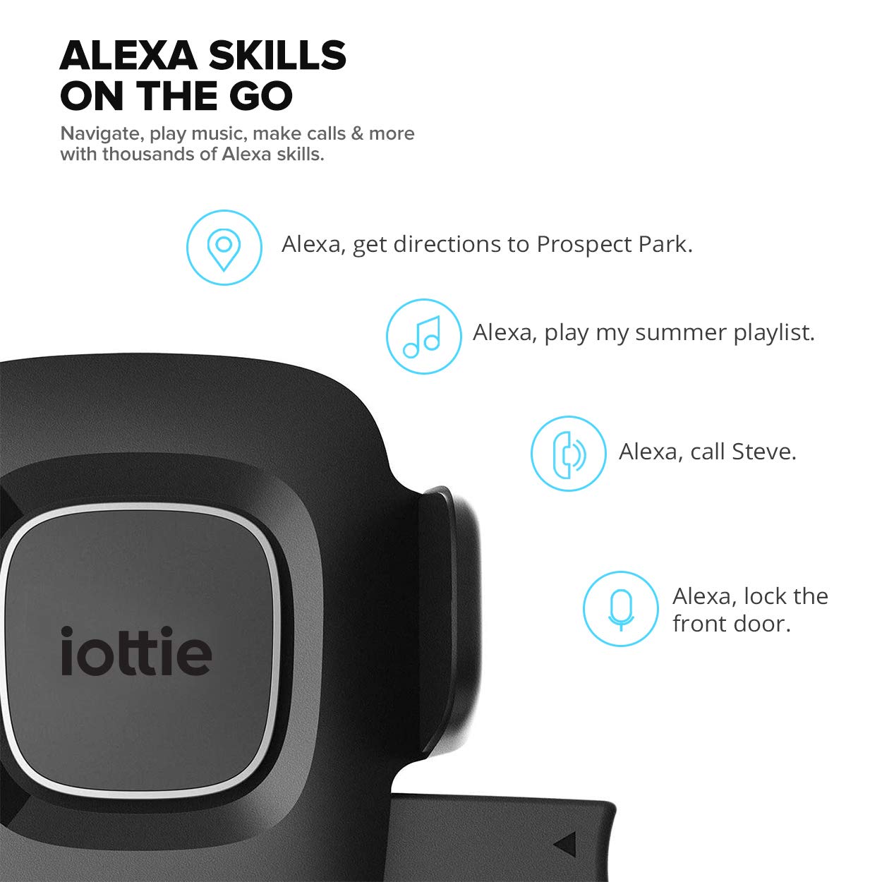 iOttie Easy One Touch Connect Pro (New) - Gen 2 - Hands Free Alexa in Your Car - Car Mount Phone Holder with Alexa Built in for iOS & Android, MFi
