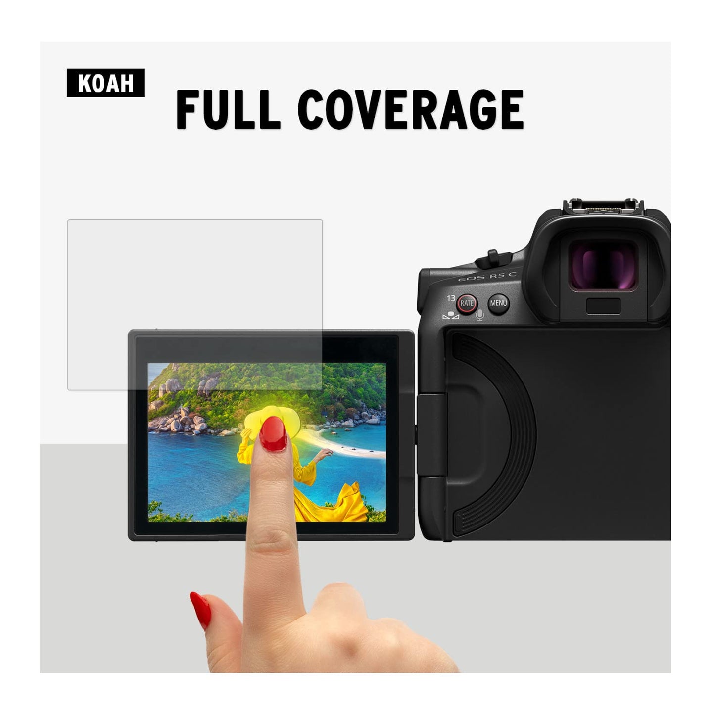 Koah LCD Ultra Armor Screen Protector for Canon EOS R5 Mirrorless Camera, 0.3mm Ultra-Thin Optical Protector Glass, Anti-Bubble Anti-Fingerprint
