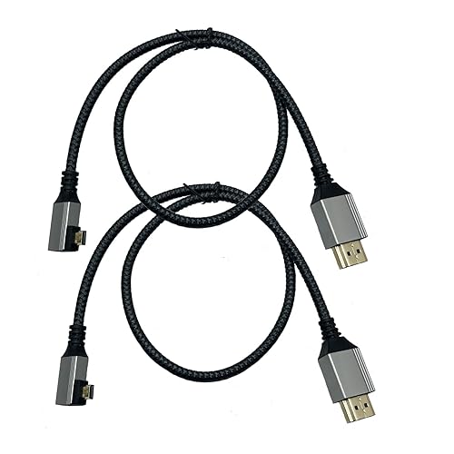 Seadream Angled 4K Micro HDMI to HDMI Cable 2Pack Full HDMI to Micro HDMI Right Angled Braided Gold Plated Cord Support 3D 4K/60Hz 1080p,Aluminum