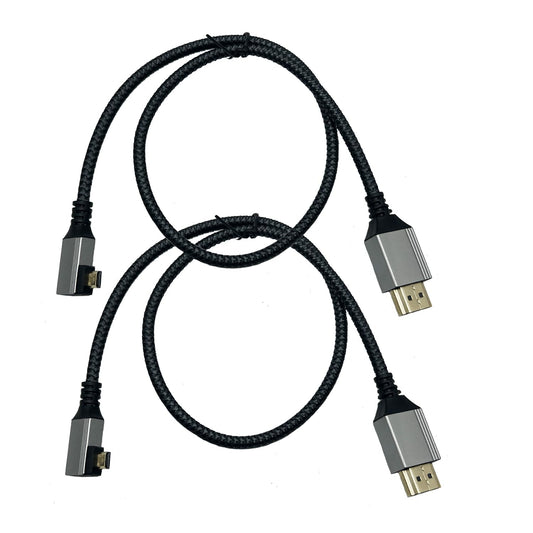 Seadream Angled 4K Micro HDMI to HDMI Cable 2Pack Full HDMI to Micro HDMI Right Angled Braided Gold Plated Cord Support 3D 4K/60Hz 1080p,Aluminum