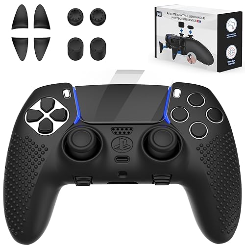 KOEBSHPE Anti-Slip Cover for PS5 DualSense Controller, Accessories Including Cover for DualSense Edge, Thumb Caps, Triggers Extenders, and Touchpad
