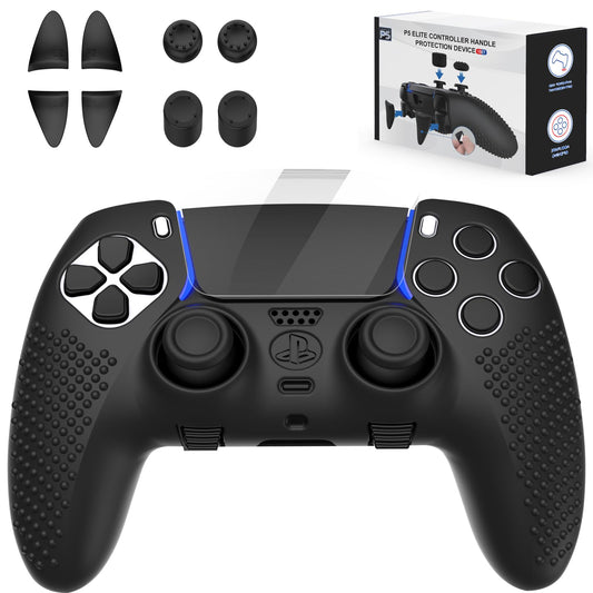 KOEBSHPE Anti-Slip Cover for PS5 DualSense Controller, Accessories Including Cover for DualSense Edge, Thumb Caps, Triggers Extenders, and Touchpad