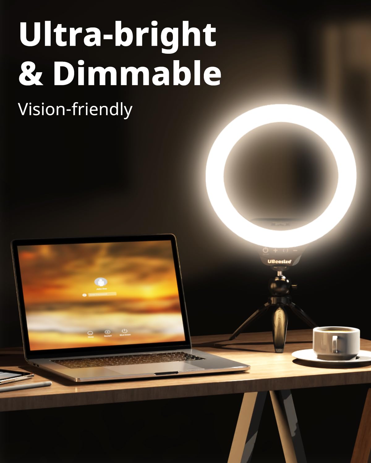 UBeesize 10" Selfie Ring Light with Tripod Stand & Phone Holder, Dimmable LED Ring Light for Makeup, Live Streaming, YouTube, TikTok, Compatible