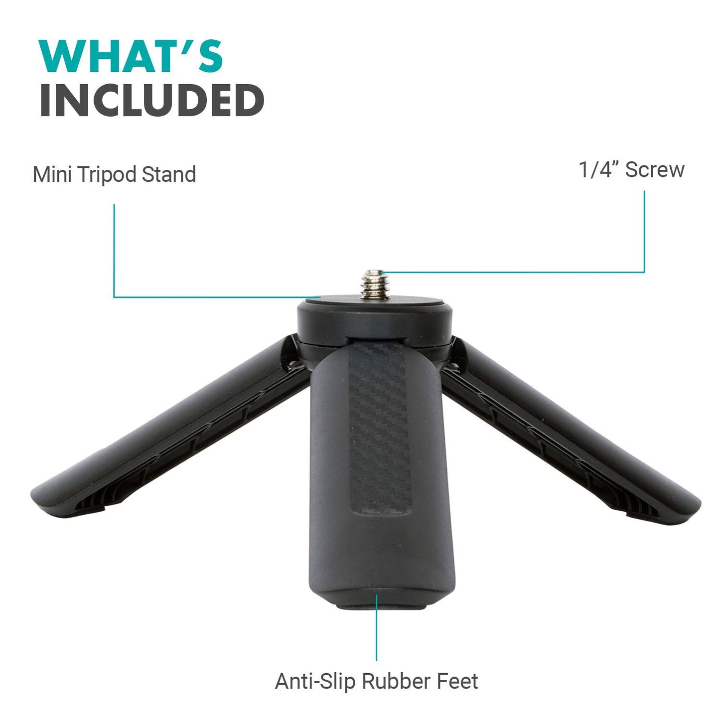 Movo TR-1 Compact Mini Tabletop Tripod/Hand Grip with 1/4" Screw and Folding Feet. Compatible with GoPro, DSLR, Camera, Osmo, Pocket Projector, Zoom