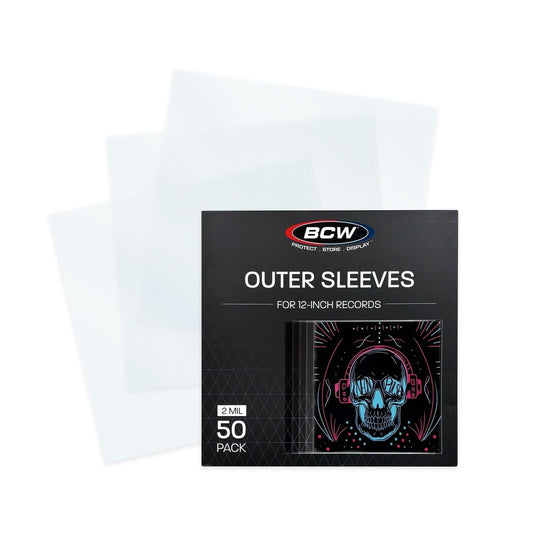 BCW 12-Inch Outer Sleeves - 50 Pack | Clear 2 Mil Polypropylene | Acid-Free Archival Quality for 33 1/3 RPM Album Covers | Ideal for Collectors