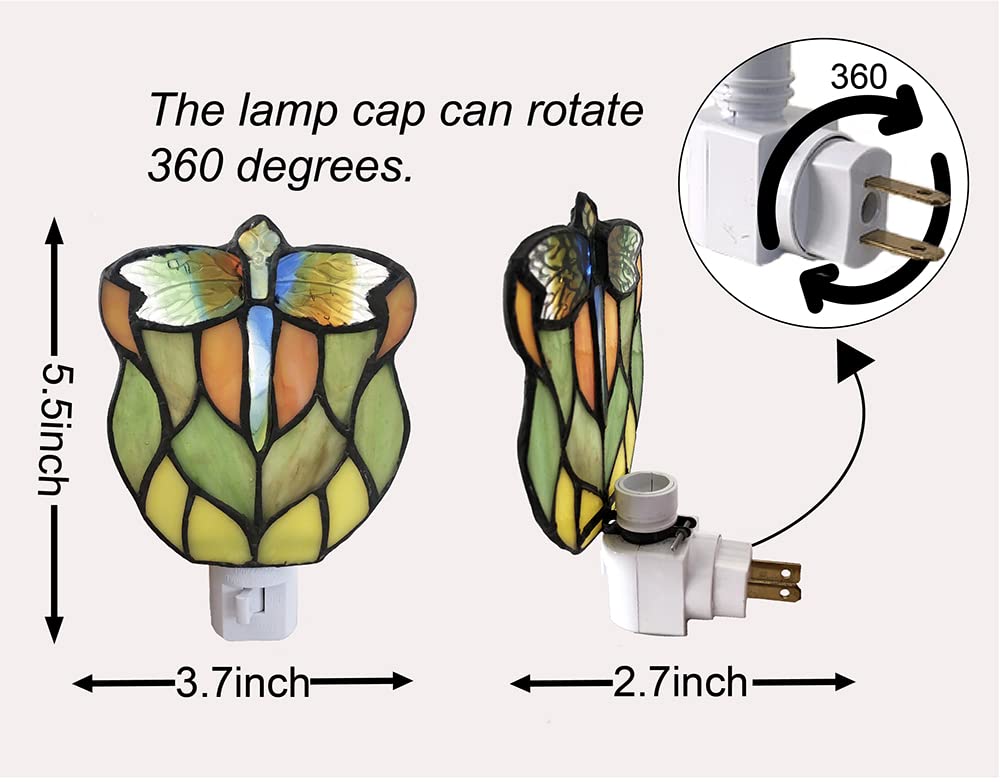 DUONAYU Stained Glass Dragonfly Night Light, Suitable for Bedroom, Corridor, Bathroom, Children's Room,This Would Make a Great Gift for a Birthday