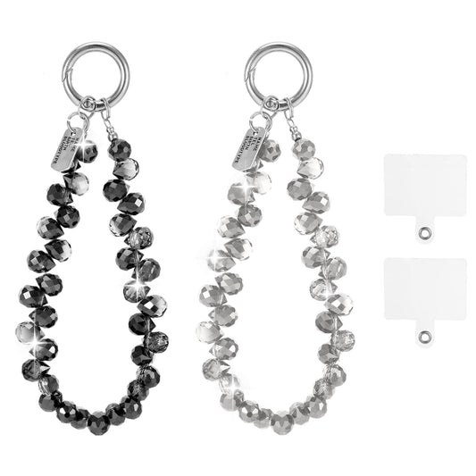 Qiuruoo 2 Pcs Beaded Phone Wrist Strap for Women?Sparkling Phone Bracelet Strap for Hanging, Decorative, Easy to Carry, Suitable for Gifts to Family