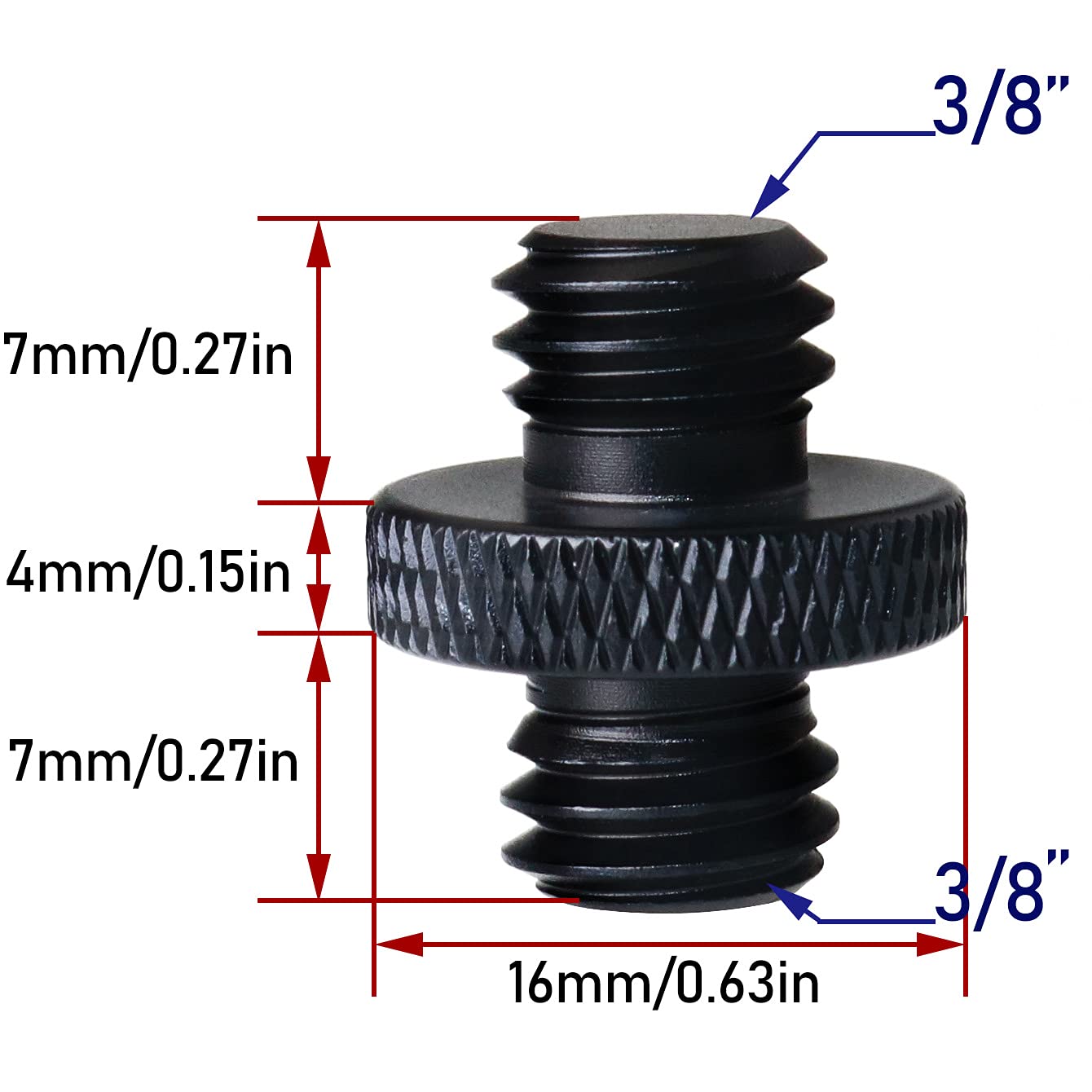 LRONG 2Pcs 3/8 inch Male to 3/8 inch Male Threaded Tripod Screw Adapter Double Sides Standard Mounting Thread Converter for Camera Mount