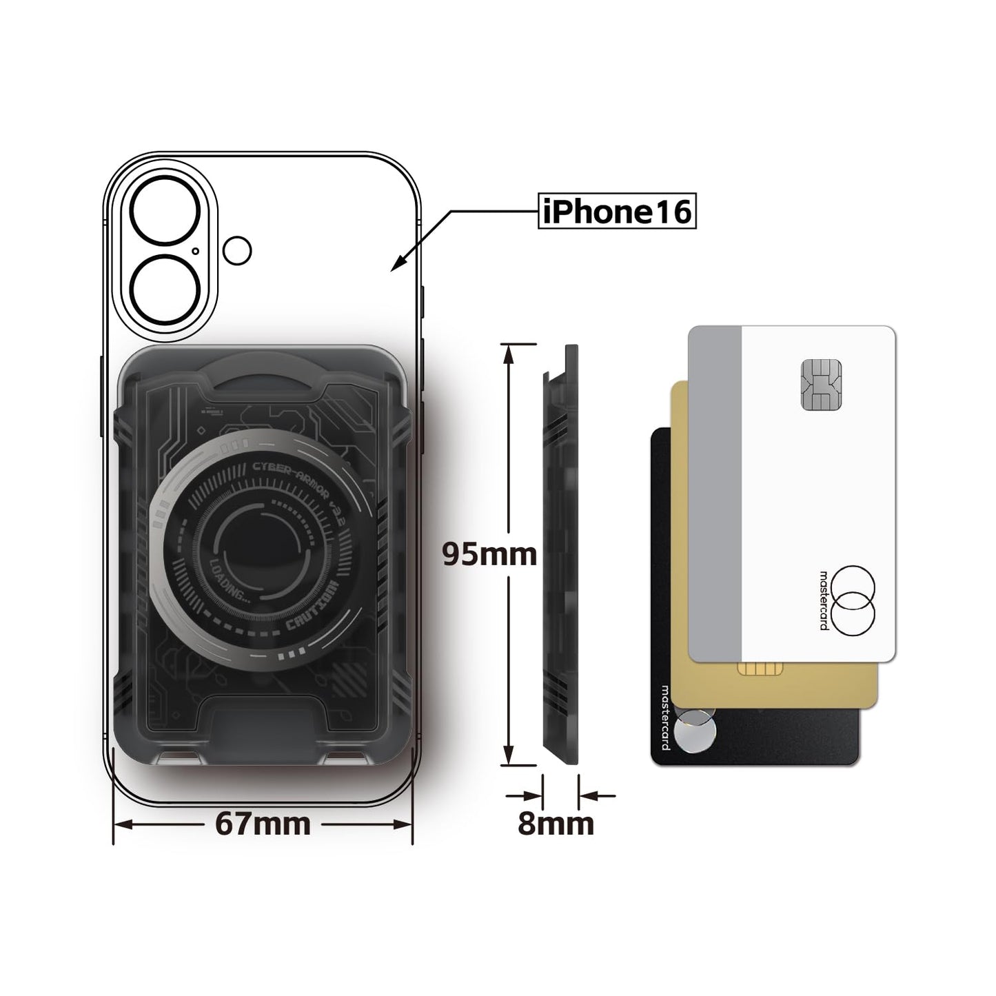 Maiddos Magnetic Phone 3-Card Holder?Lightweight Magnetic Wallet for iPhone, Compatible with Magsafe Wallet Black