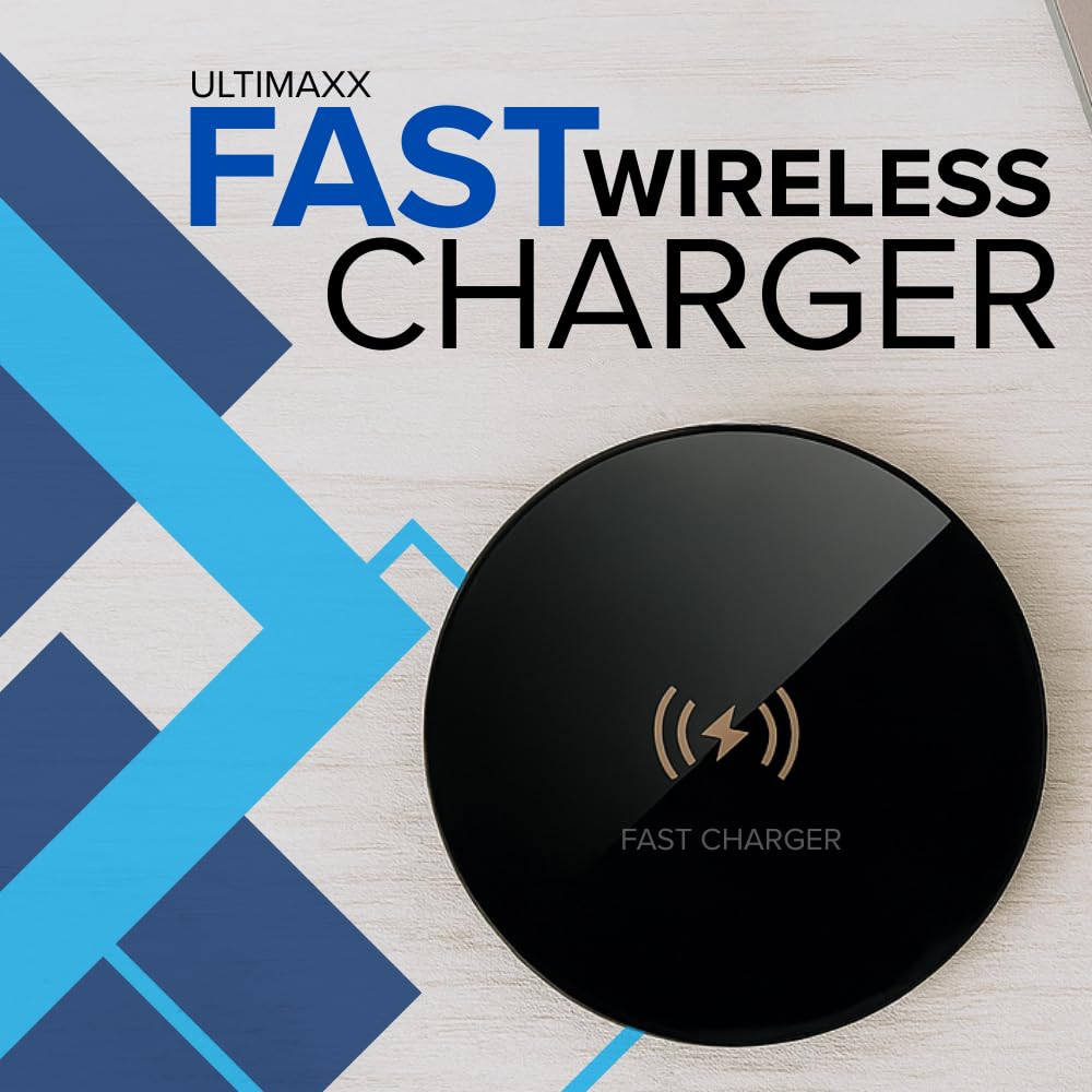 Ultimaxx Magnetic Fast Charger, Qi Wireless USB Charging Pad for iPhone 15/14/13/12/SE/11/X/8, Samsung S23/S22/S21/S20, Flip-Out Module, Car Vent