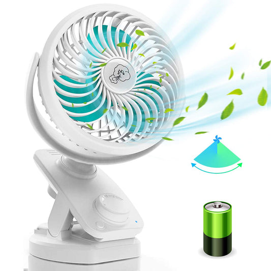 ?Automatic Oscillating & Up to 60 Hours of Continuous Usage?Small Rechargeable Tabletop Fan, Stepless Adjustable Air Flow, Built-in 5,000 mAh