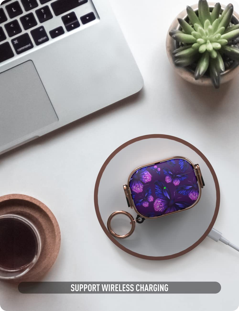 GuarzFun AirPods Pro 2 Case with Lock - Purple Butterfly