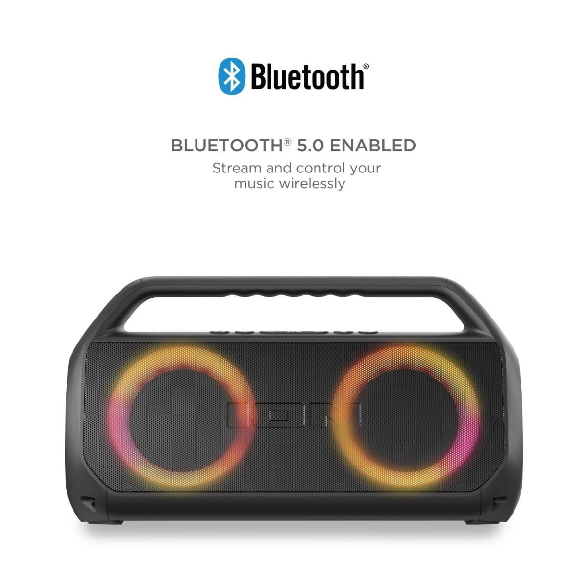 Ion Uber Boom Ultra - Water Resistant 80W Portable Bluetooth Party Speaker with Lights, Battery, Built-in Microphone, and AUX Input (Renewed)