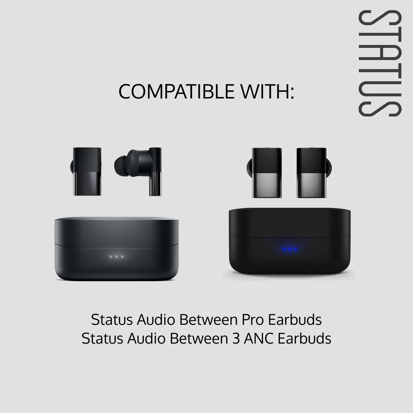 Status Audio Memory Foam Replacement Earbud Tips - for Between Pro and Between 3ANC Earbuds [Onyx (Black)]