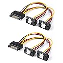 CableCreation SATA Power Cable, [2-Pack] 6-Inch SATA 15 Pin Male to 2xSATA 15 Pin Down Angle Female Power Splitter Cable