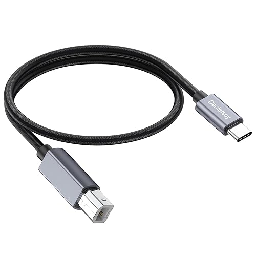 Danfetsoy USB C to USB B Cable1.6ft, USB C Printer Cable Male to Male Suitable for Printer, Scanner, MIDI Keyboard, DJ Controller, etc (0.5m/1.6feet)