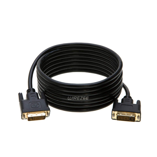 WireZee DVI-D Dual Link Cable 25FT Male to Male, 5Gbps, Black