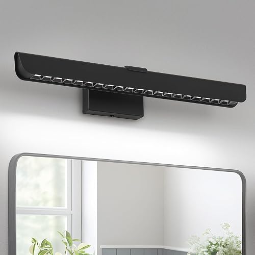 ECOBRT Bathroom Vanity Light, 24 Inch Modern Linear LED Vanity Lights for Bathroom Over Mirror, Dimmable Matte Black Wall Sconce Lighting Fixture