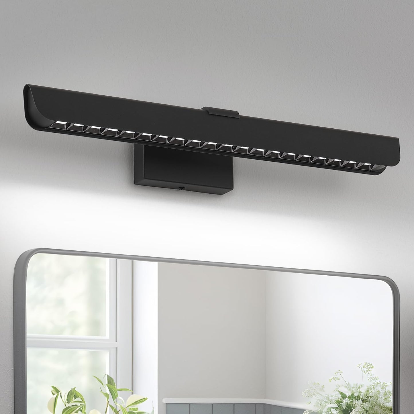 ECOBRT Bathroom Vanity Light, 24 Inch Modern Linear LED Vanity Lights for Bathroom Over Mirror, Dimmable Matte Black Wall Sconce Lighting Fixture